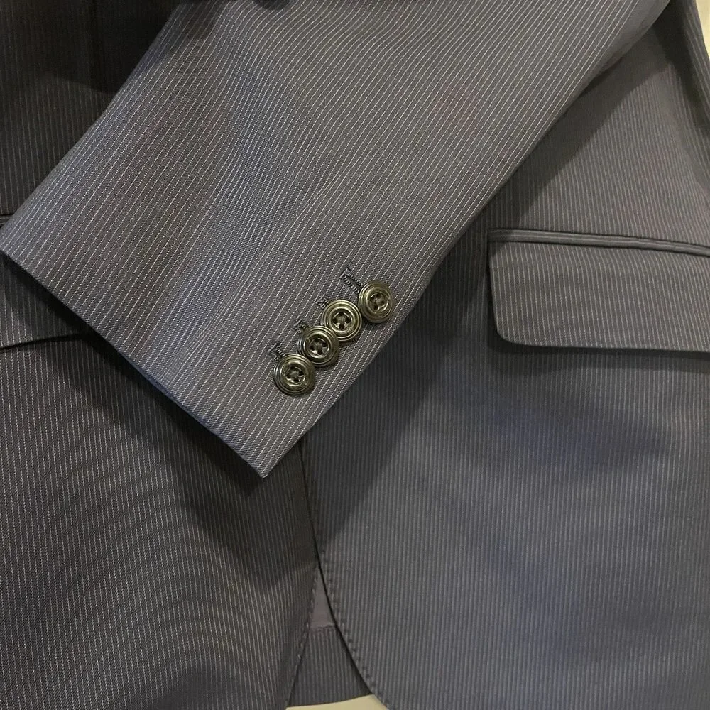 Vitale Barberis Canonico x Monsieur Nicole Blazer Men 46 Blue Pinstripe